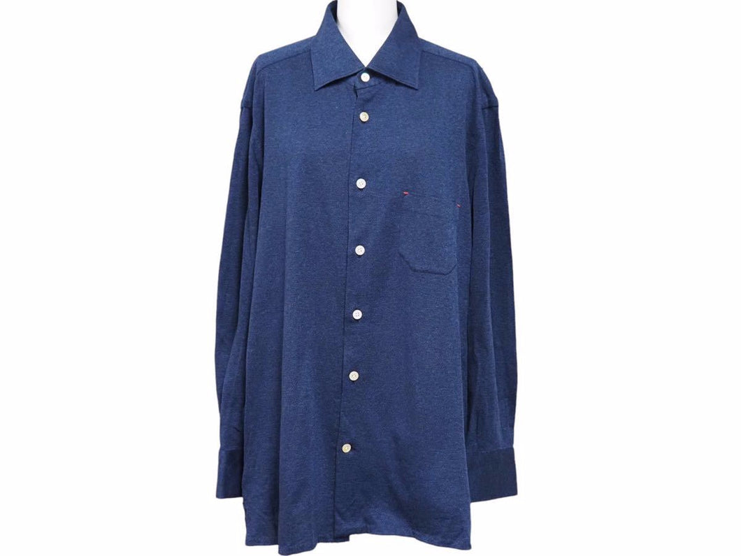Kiton キトン 長袖シャツ ワイシャツ UMCNERH07018 コットン ネイビー サイズL(42) 美品 中古 41395