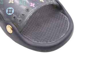 LOUIS VUITTON ルイ・ヴィトン ビーチサンダル ラバー モノグラム マルチカラー ブラック ゴールド金具 美品 中古 17386