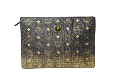 MCM エムシーエム クラッチバッグ セカンドバッグ ロゴ MXZ9AVI43DG001 レザー ブラック ゴールド 美品 中古 64209
