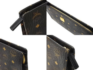 MCM エムシーエム クラッチバッグ セカンドバッグ ロゴ MXZ9AVI43DG001 レザー ブラック ゴールド 美品 中古 64209