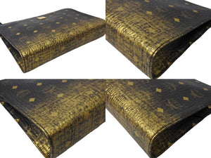 MCM エムシーエム クラッチバッグ セカンドバッグ ロゴ MXZ9AVI43DG001 レザー ブラック ゴールド 美品 中古 64209