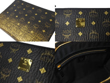 Load image into Gallery viewer, MCM エムシーエム クラッチバッグ セカンドバッグ ロゴ MXZ9AVI43DG001 レザー ブラック ゴールド 美品 中古 64209