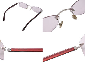 CARTIER カルティエ メガネ レッド プラスチックテンプル カラーレンズ パープル 135 □18 シルバー金具 美品 中古 42117