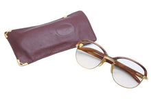 Load image into Gallery viewer, 名作 CARTIER カルティエ サングラス メガネ マルメゾン ウッドテンプル 135B 56□19 アイウェア ヴィンテージ 美品 42118
