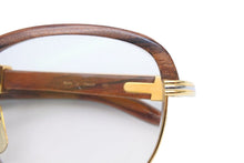 Load image into Gallery viewer, 名作 CARTIER カルティエ サングラス メガネ マルメゾン ウッドテンプル 135B 56□19 アイウェア ヴィンテージ 美品 42118