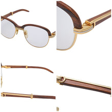 Load image into Gallery viewer, 名作 CARTIER カルティエ サングラス メガネ マルメゾン ウッドテンプル 135B 56□19 アイウェア ヴィンテージ 美品 42118