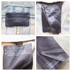 SAINT LAURENT サンローラン デニムパンツ ダメージパンツ ボトム コットンエラステン ブルー サイズ28 美品 中古 60559 
