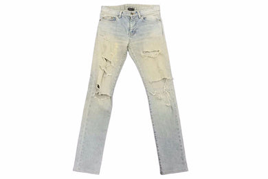 SAINT LAURENT サンローラン デニムパンツ ダメージパンツ ボトム コットンエラステン ブルー サイズ28 美品 中古 60559 