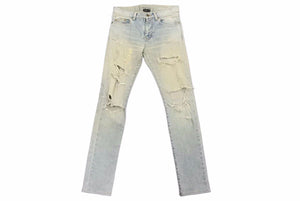 SAINT LAURENT サンローラン デニムパンツ ダメージパンツ ボトム コットンエラステン ブルー サイズ28 美品 中古 60559 