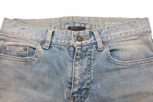 SAINT LAURENT サンローラン デニムパンツ ダメージパンツ ボトム コットンエラステン ブルー サイズ28 美品 中古 60559 
