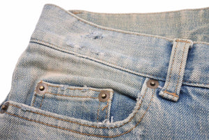 SAINT LAURENT サンローラン デニムパンツ ダメージパンツ ボトム コットンエラステン ブルー サイズ28 美品 中古 60559 