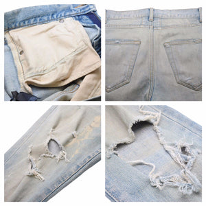 SAINT LAURENT サンローラン デニムパンツ ダメージパンツ ボトム コットンエラステン ブルー サイズ28 美品 中古 60559 