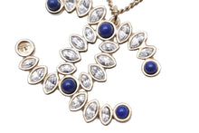 Load image into Gallery viewer, CHANEL シャネル ネックレス アクセサリー ココマーク ラインストーン ゴールド ブルー GP 美品 中古 42948