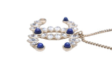 Load image into Gallery viewer, CHANEL シャネル ネックレス アクセサリー ココマーク ラインストーン ゴールド ブルー GP 美品 中古 42948