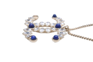 CHANEL シャネル ネックレス アクセサリー ココマーク ラインストーン ゴールド ブルー GP 美品 中古 42948