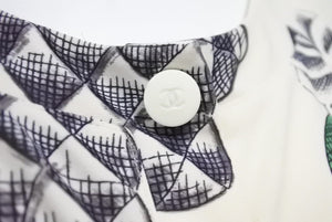 CHANEL シャネル 半袖シャツ 96P 総柄 クロップド ショート丈 ココマーク ロゴ トップス 中古 43032