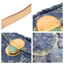 Load image into Gallery viewer, 新品同様 LOUIS VUITTON ルイ ヴィトン パウチィ M95382 モノグラムデニムパッチワーク ブルー ハンドバッグ ポーチ 43048