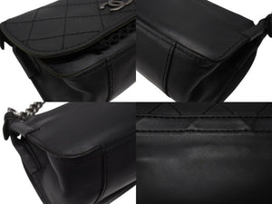 極美品 CHANEL シャネル ワイルドステッチ チェーンショルダーバッグ 18番台 レザー ブラック アンティークシルバー金具 中古 4b004333