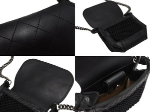極美品 CHANEL シャネル ワイルドステッチ チェーンショルダーバッグ 18番台 レザー ブラック アンティークシルバー金具 中古 4b004333