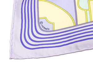 極美品 HERMES エルメス プチ スカーフ ガヴァロッシュ スポーツ シエル ブラン ジョーヌスフレ 中古 43341