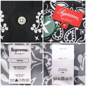 極美品 Supreme シュプリーム 21SS Bandana Silk S/S Shirt 半袖シャツ トップス ブラック ホワイト シルク サイズM 中古 43769
