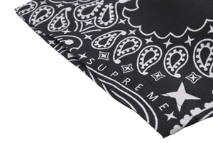 極美品 Supreme シュプリーム 21SS Bandana Silk S/S Shirt 半袖シャツ トップス ブラック ホワイト シルク サイズM 中古 43769