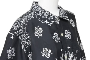 極美品 Supreme シュプリーム 21SS Bandana Silk S/S Shirt 半袖シャツ トップス ブラック ホワイト シルク サイズM 中古 43769