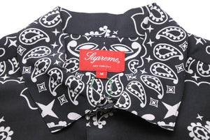 極美品 Supreme シュプリーム 21SS Bandana Silk S/S Shirt 半袖シャツ トップス ブラック ホワイト シルク サイズM 中古 43769