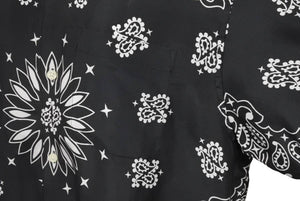 極美品 Supreme シュプリーム 21SS Bandana Silk S/S Shirt 半袖シャツ トップス ブラック ホワイト シルク サイズM 中古 43769