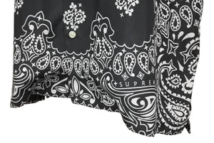 極美品 Supreme シュプリーム 21SS Bandana Silk S/S Shirt 半袖シャツ トップス ブラック ホワイト シルク サイズM 中古 43769