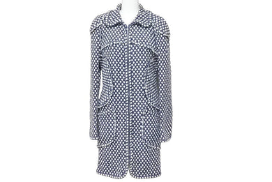 CHANEL シャネル コート ココマーク ラインストーン P32956V23394 コットン レーヨン ホワイト ネイビー 36 美品 中古 44189