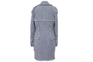 CHANEL シャネル コート ココマーク ラインストーン P32956V23394 コットン レーヨン ホワイト ネイビー 36 美品 中古 44189