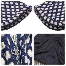 Load image into Gallery viewer, CHANEL シャネル コート ココマーク ラインストーン P32956V23394 コットン レーヨン ホワイト ネイビー 36 美品 中古 44189