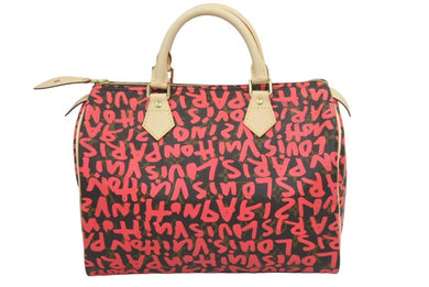 LOUIS VUITTON ルイヴィトン モノグラム グラフィティ スピーディ30 ハンドバッグ M93704 ピンク PVC ヌメ革 中古 44322