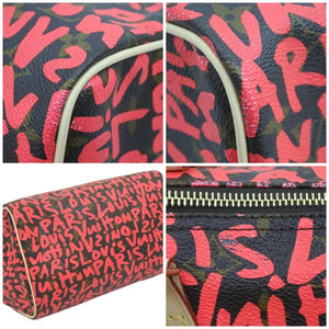LOUIS VUITTON ルイヴィトン モノグラム グラフィティ スピーディ30 ハンドバッグ M93704 ピンク PVC ヌメ革 中古 44322