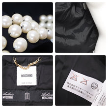 Load image into Gallery viewer, Moschino モスキーノ テーラードジャケット パール装飾 ブラック ホワイト アウター J05370424 サイズ40 美品 中古 45353