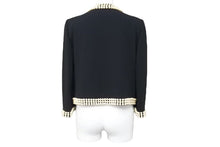 Load image into Gallery viewer, Moschino モスキーノ テーラードジャケット パール装飾 ブラック ホワイト アウター J05370424 サイズ40 美品 中古 45353