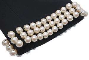 Moschino モスキーノ テーラードジャケット パール装飾 ブラック ホワイト アウター J05370424 サイズ40 美品 中古 45353
