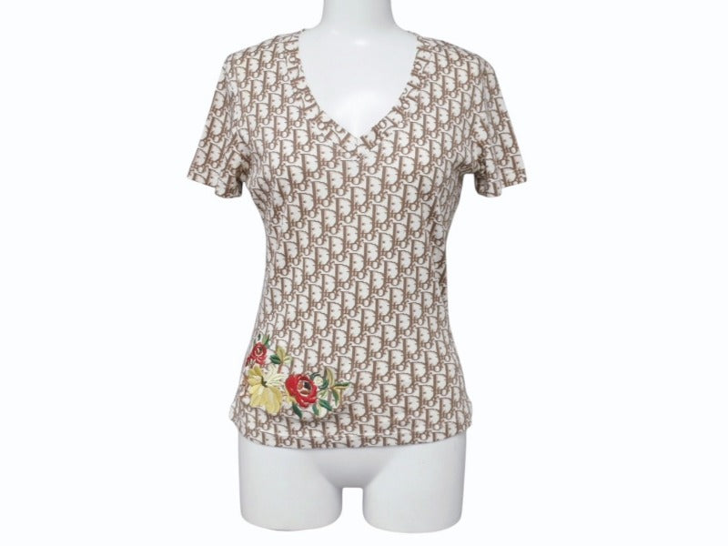 Christian DiorフローラルプリントVネック半袖Tシャツ　ガリアーノ期 Christian Dior クリスチャンディオール Vネック半袖Tシャツ