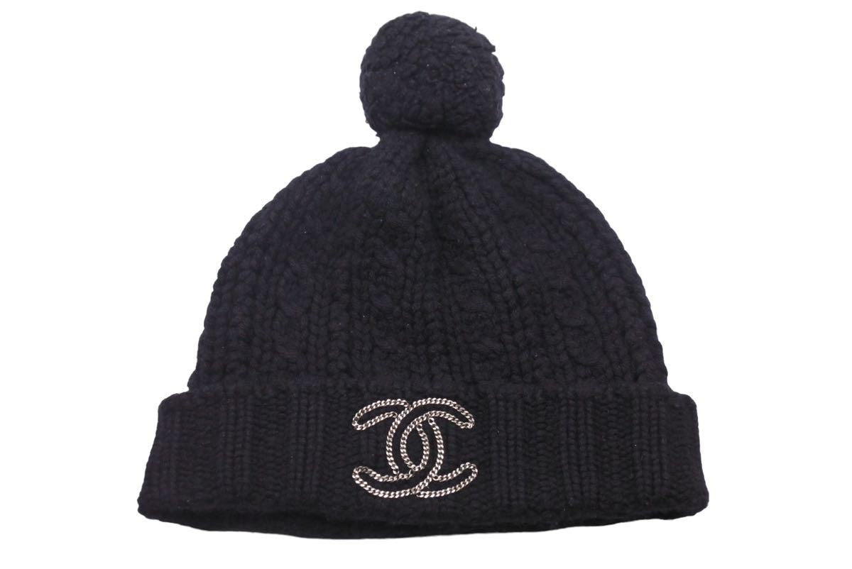 CHANEL シャネル ニット帽 ニットキャップ 帽子 ポンポン ココ