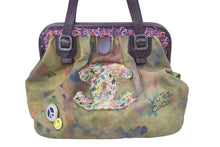 Load image into Gallery viewer, CHANEL シャネル エンブロイダリー ボーリング がま口ハンドバッグ カーキ ボルドー マルチカラー 21番台 美品 中古 45870