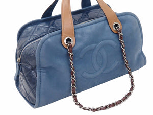 CHANEL シャネル インザミックス ココマーク 2WAYショルダーバッグ 14番台 ブルー ブラウン シルバー金具 良品 中古 45958