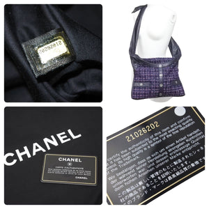 極美品 CHANEL ガールシャネル 15SS 21番台 ココマーク ショルダー レザー ツイード ネイビー ピンク マルチ 46102