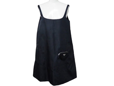 PRADA プラダ RE-NYLON ノースリーブ ワンピース ナイロン ブラック ポーチ付き 2306621WQ8F0002 サイズ36 中古 46460