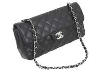 Load image into Gallery viewer, 極美品 CHANEL シャネル イーストウエスト チョコバー チェーン ショルダーバッグ キャビアスキン 黒×シルバー レディース 中古 46843