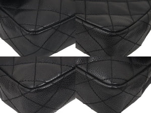 極美品 CHANEL シャネル イーストウエスト チョコバー チェーン ショルダーバッグ キャビアスキン 黒×シルバー レディース 中古 46843