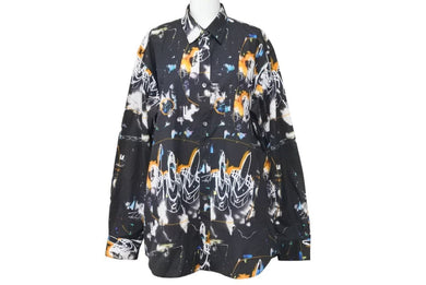 COMME des GARÇONS コムデギャルソン Futura フューチュラ 長袖シャツ W28043 コットン ブラック マルチカラー 美品 中古 47046