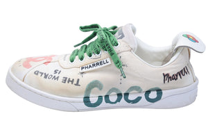 CHANEL シャネル 19SS ファレルウィリアムス グラフィックローカットスニーカー ベージュ マルチカラー サイズ36 良品 47078 中古