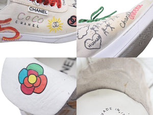 CHANEL シャネル 19SS ファレルウィリアムス グラフィックローカットスニーカー ベージュ マルチカラー サイズ36 良品 47078 中古