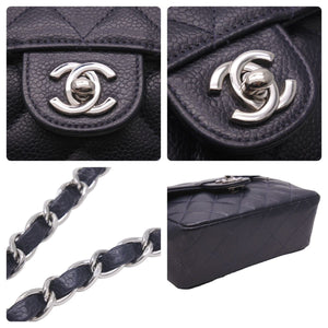 極美品 CHANEL シャネル ミニマトラッセ ネイビー キャビアスキン 9番台 ラムスキン ショルダーバッグ 中古 47128